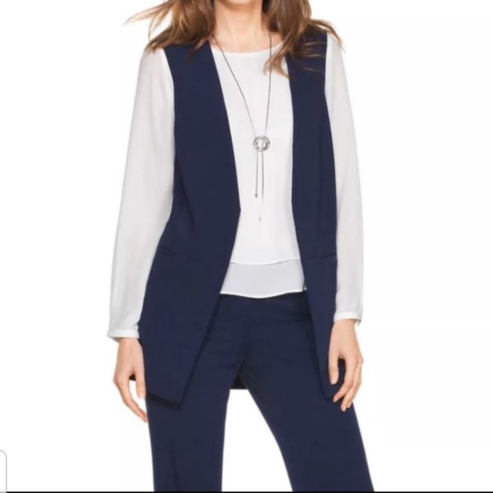 White House Black Market Navy Blue Vest Size 0